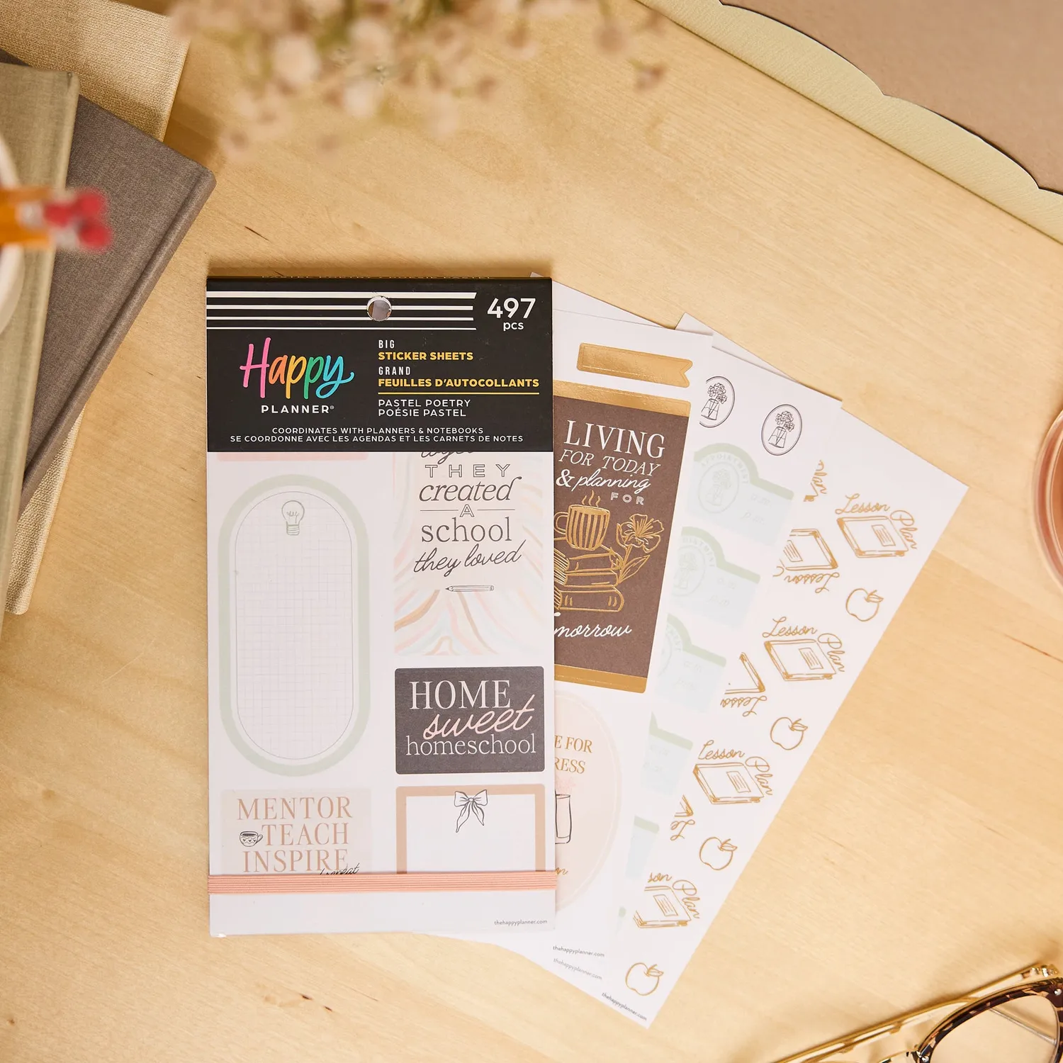 Happy Planner Pastel Poetry Value Pack stickers grand 30 feuilles