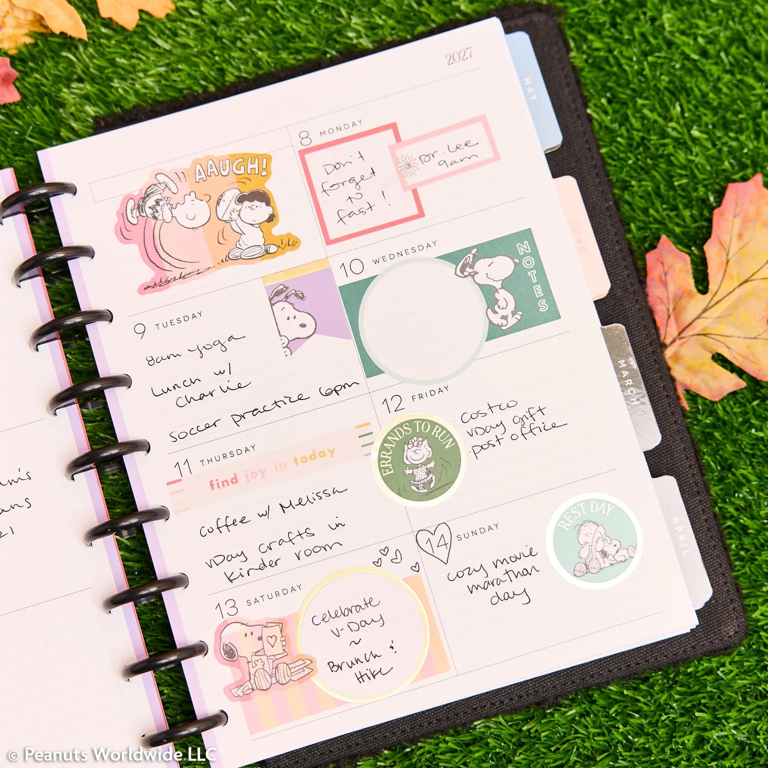 Happy Planner Peanuts Snoopy agenda 2027 Classic dashboard 12 mois