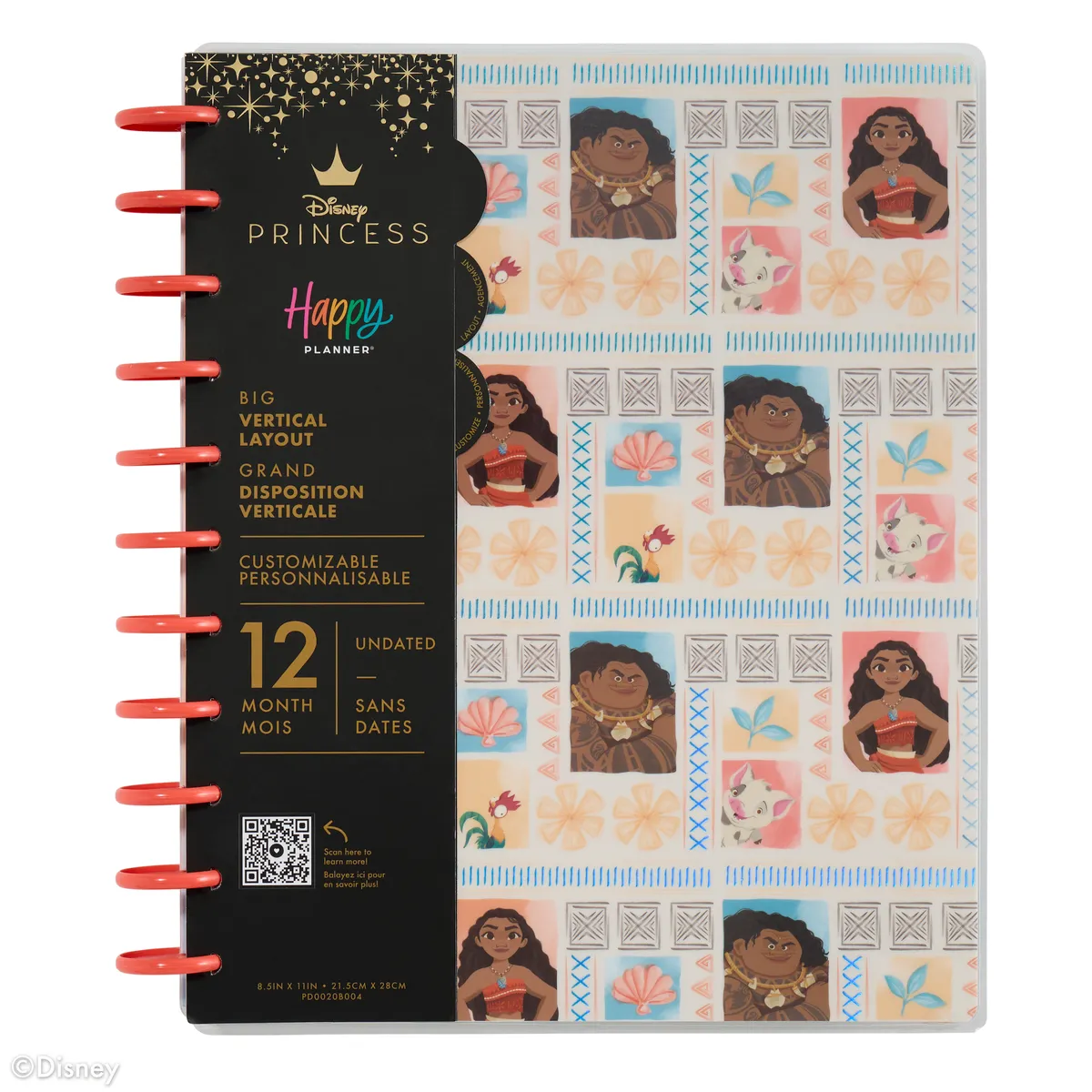 Happy Planner Disney Moana agenda non daté big vertical 12 mois