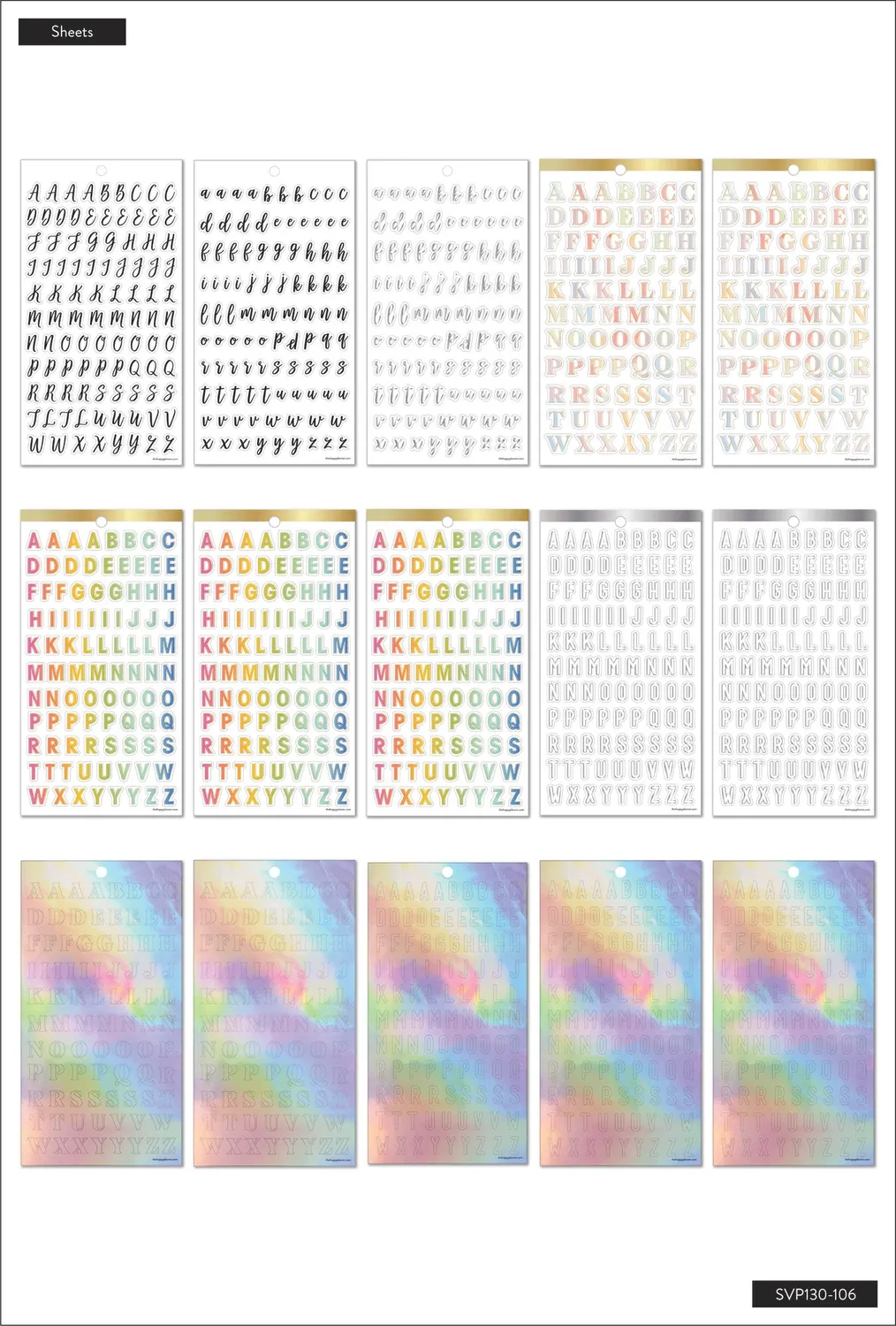 Happy Planner Unique Alpha Fonts stickers lettres 2862 pièces
