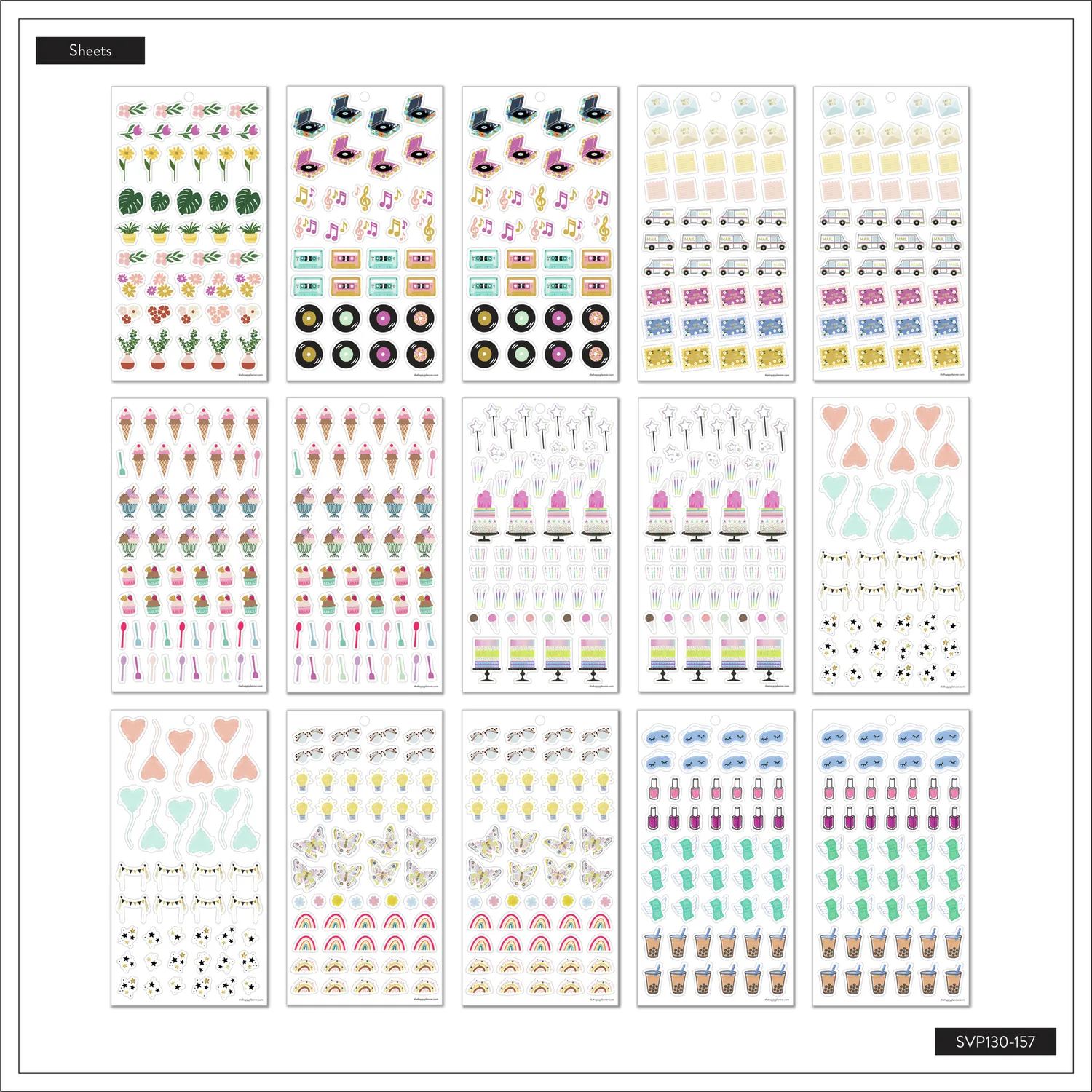 Happy Planner Essential Icons stickers 1466 doré