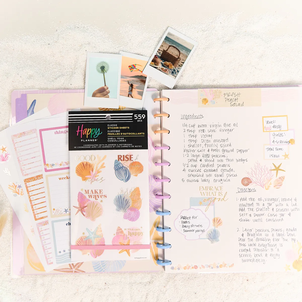 Happy Planner Shell Yeah! stickers 559 pcs bord de mer