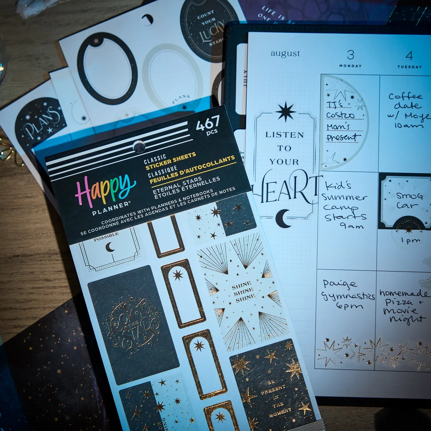 Happy Planner Eternal Stars stickers doré 30 feuilles