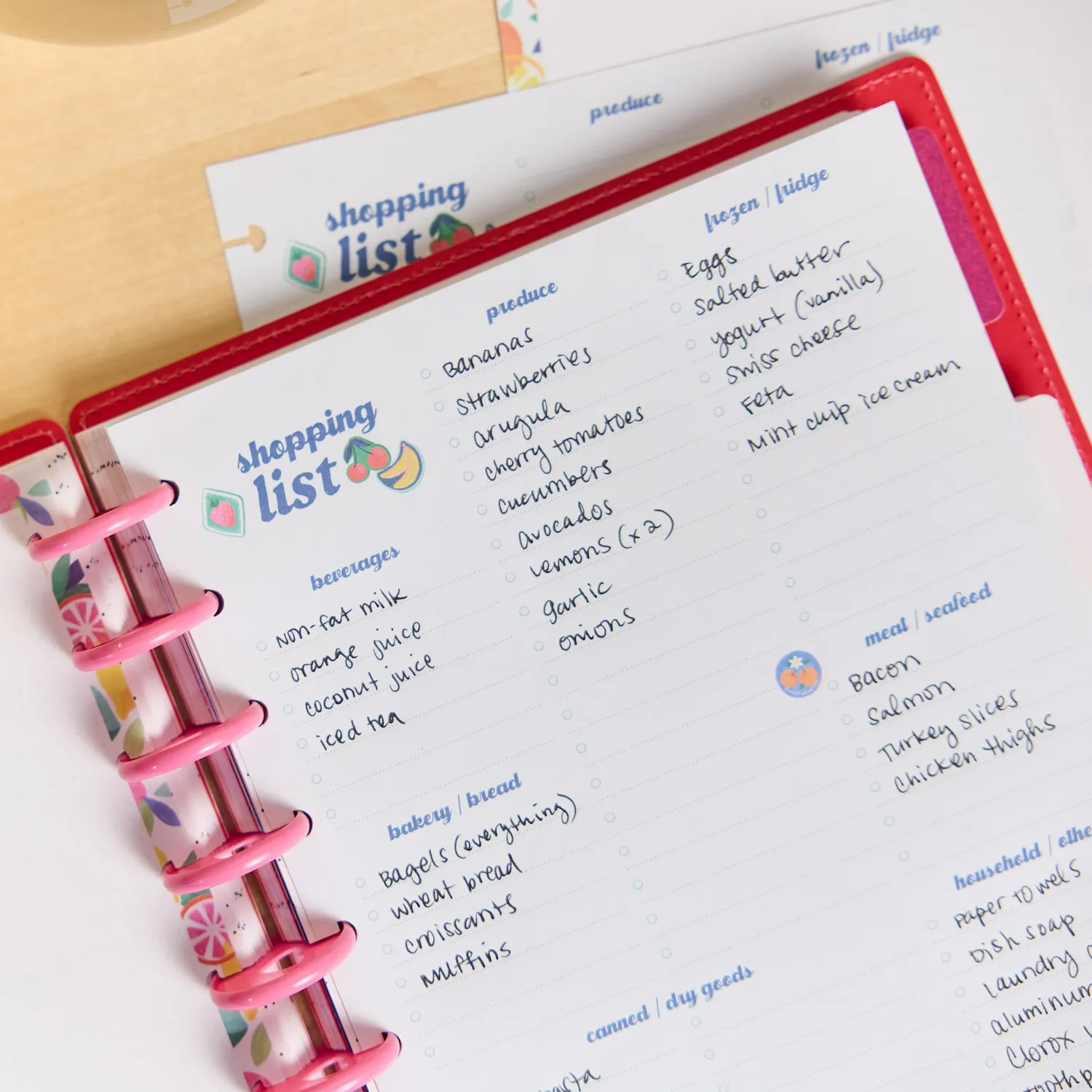 Happy Planner Sunshine Splash liste courses papier Classic 40 feuilles
