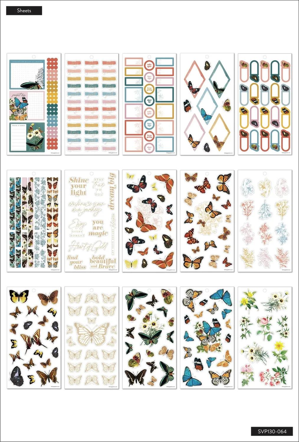 Happy Planner Papillon Butterfly stickers décoratifs 601 pièces