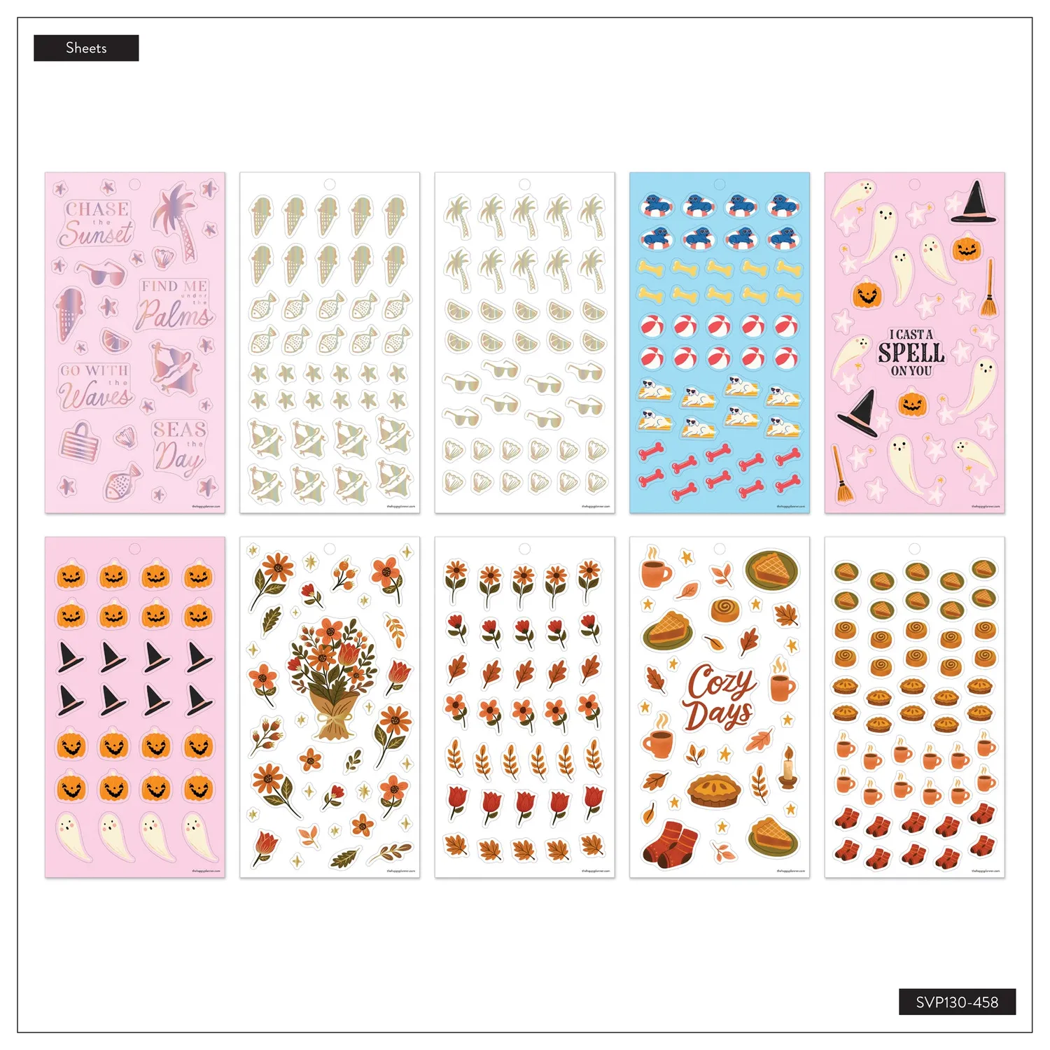 Happy Planner A Festive Year Icons stickers Classic 30 feuilles
