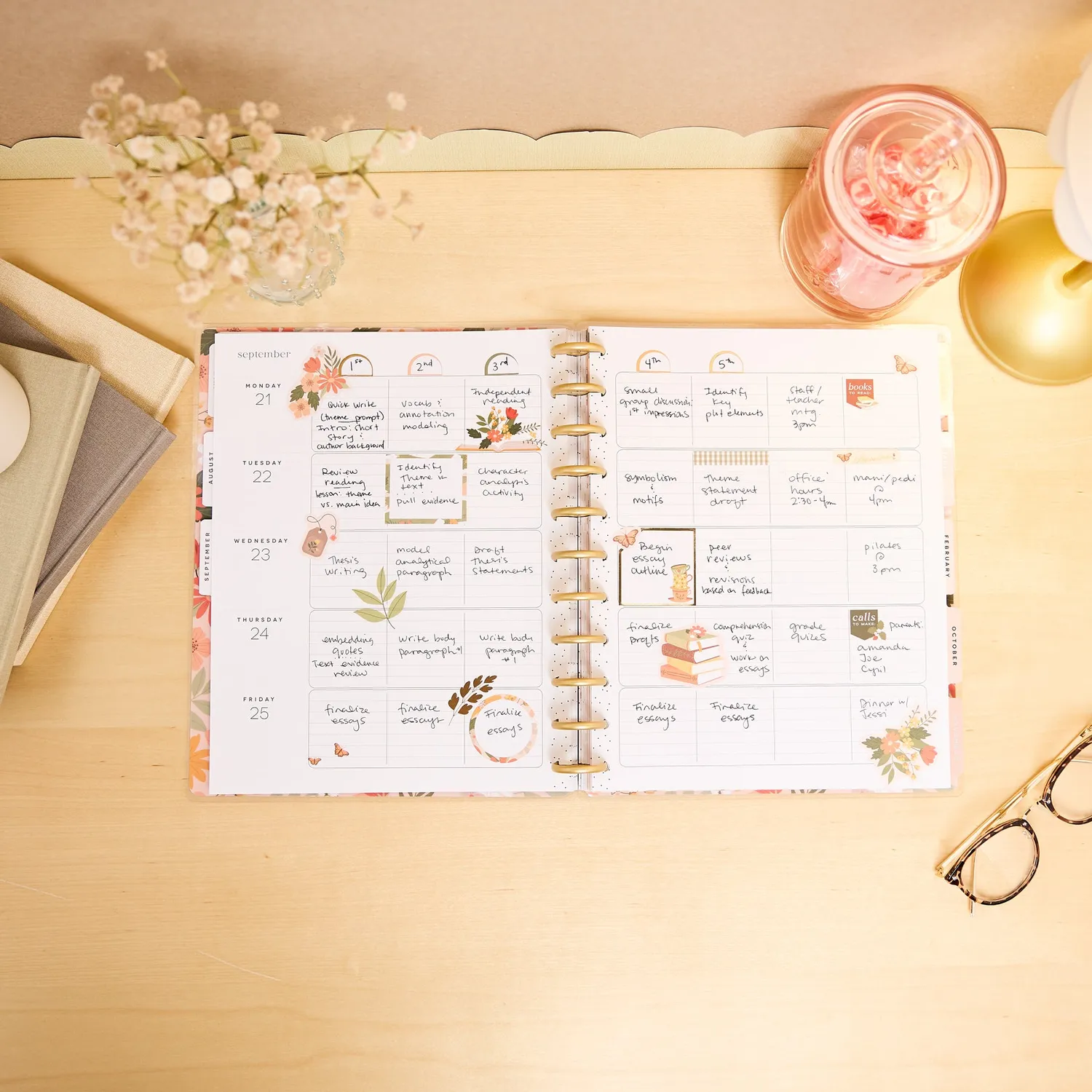 Happy Planner Reading Hour agenda professeur 2026-2027 big