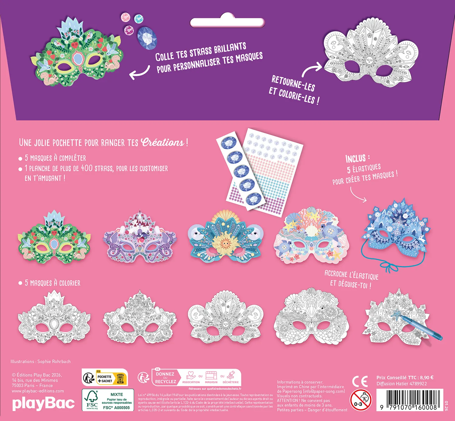 Frigobloc Princesses de contes masque strass 5 masques