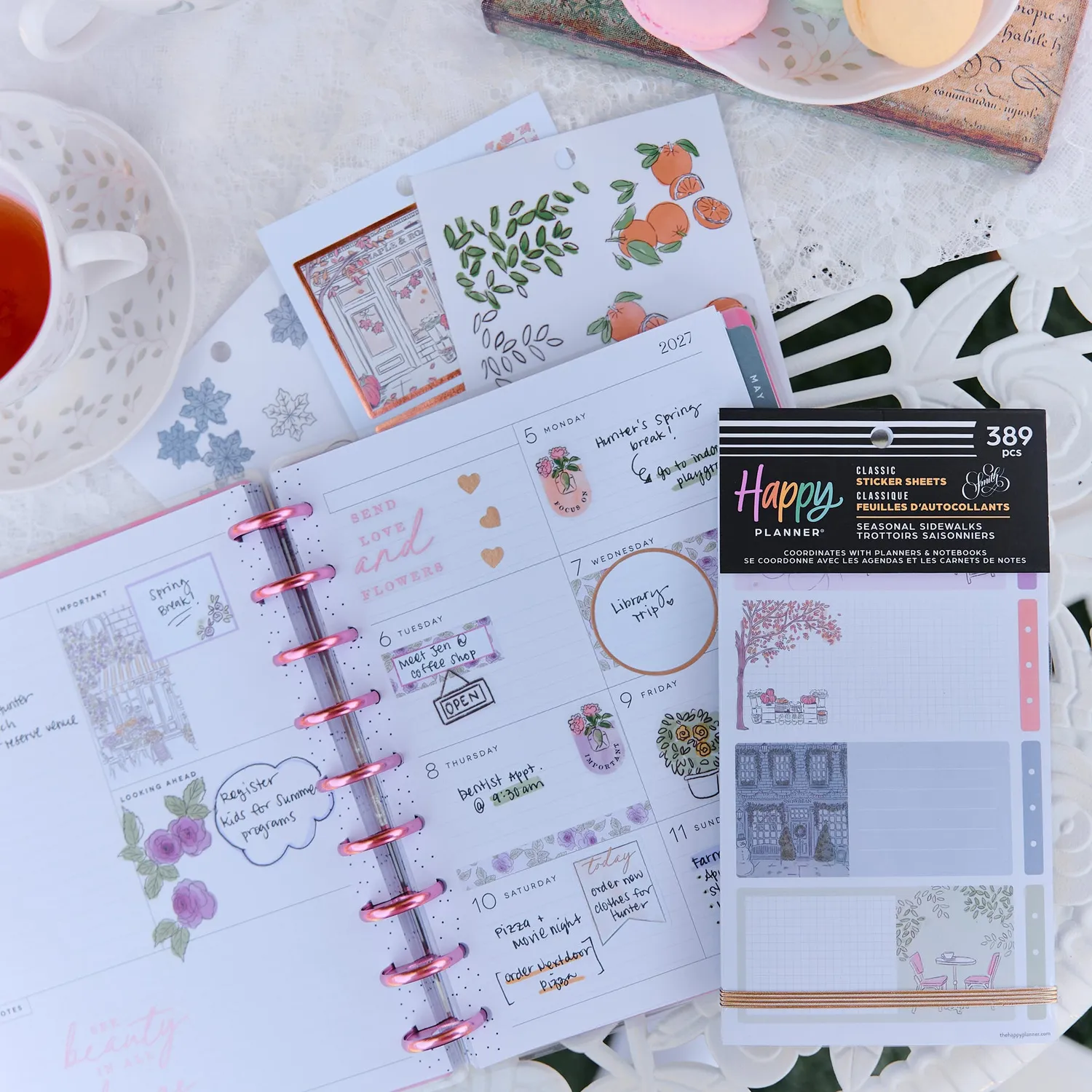 Happy Planner Seasonal Sidewalks stickers 30 planches 4 saisons
