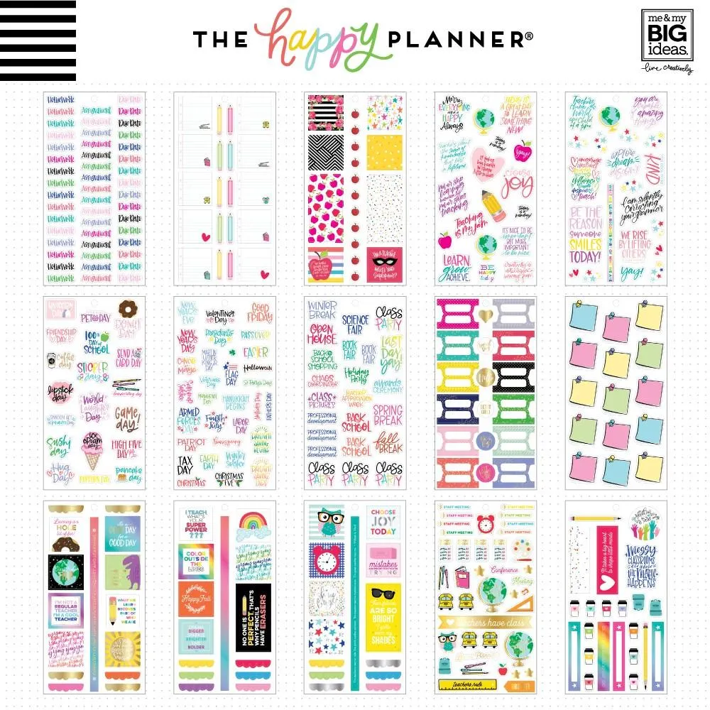 Happy Planner Teachers Rule autocollants Classic x786 maîtresse