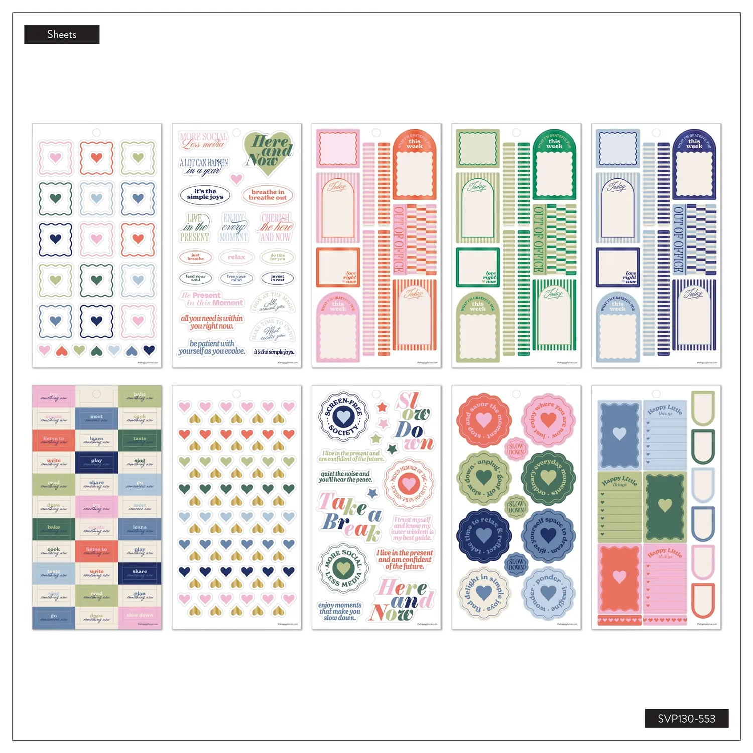 Happy Planner Screen Free Society stickers value pack 30 feuilles
