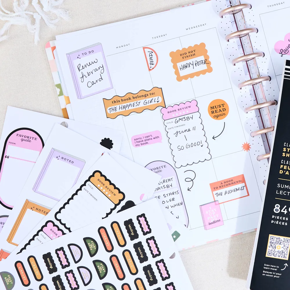 Happy Planner Summer Reading stickers lecture 849 autocollants