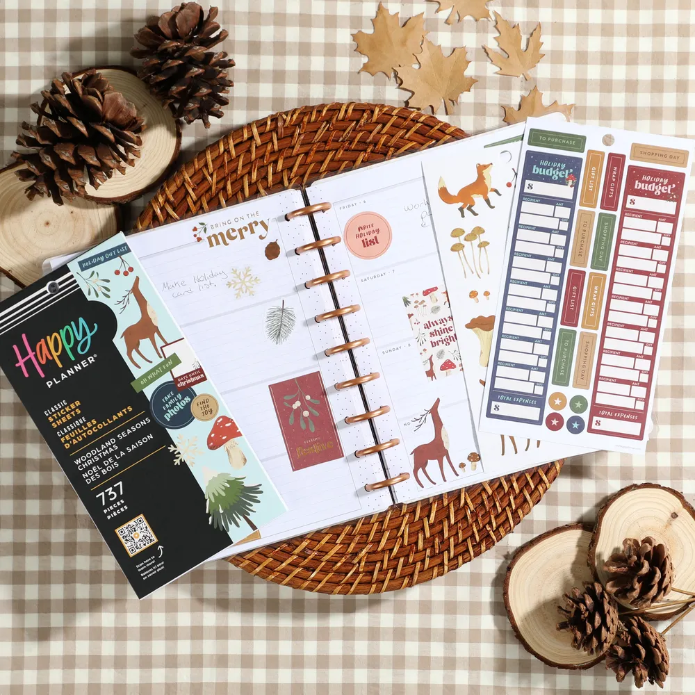 Happy Planner Woodland Seasons carnet stickers Noël 737 stickers