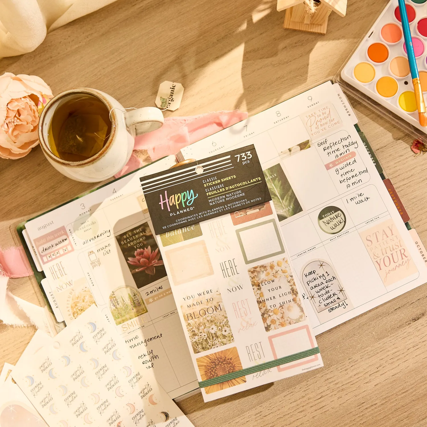 Happy Planner Modern Nature stickers neutres 30 feuilles