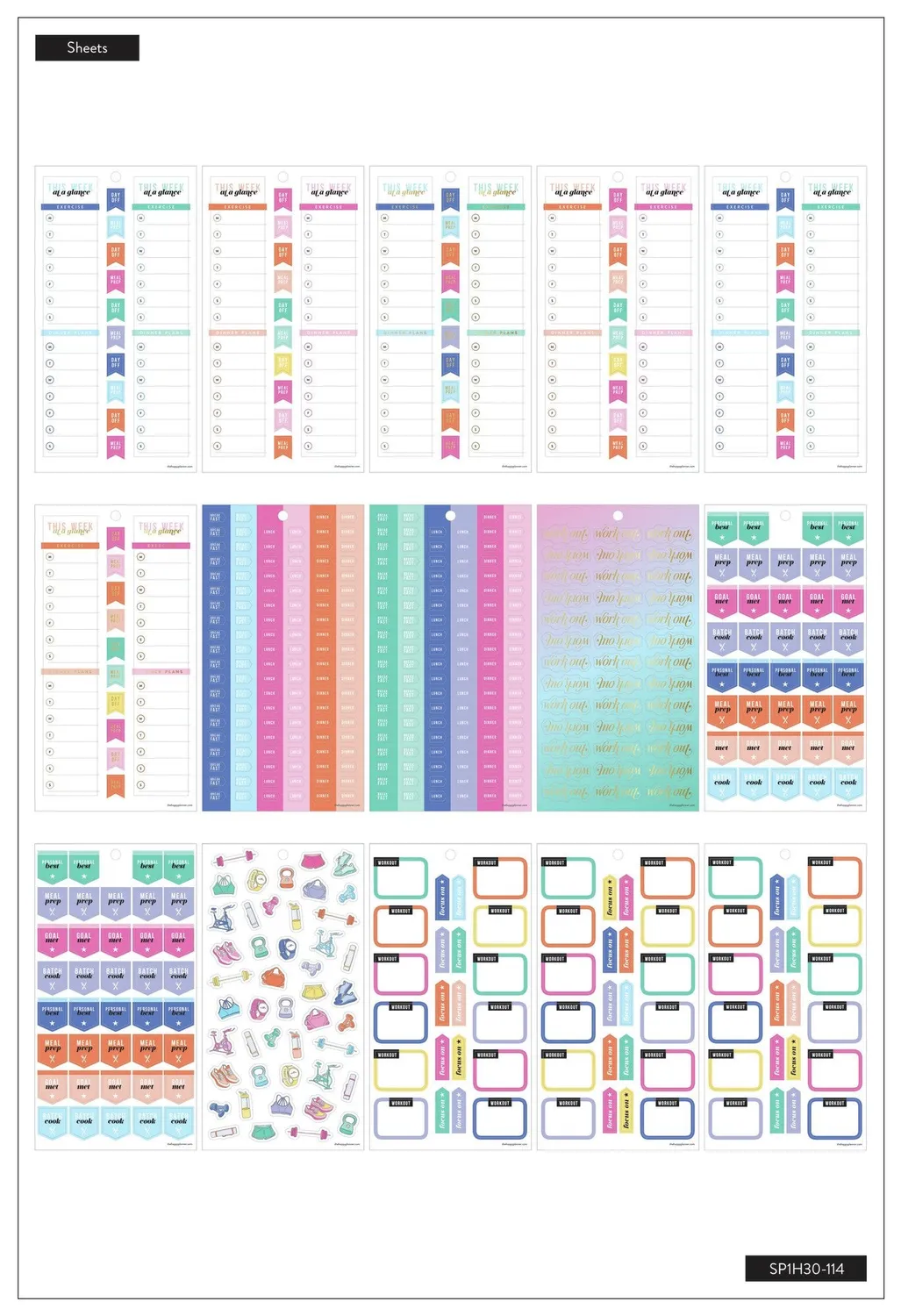 Happy Planner Work It Out Fitness stickers 984 autocollants sport
