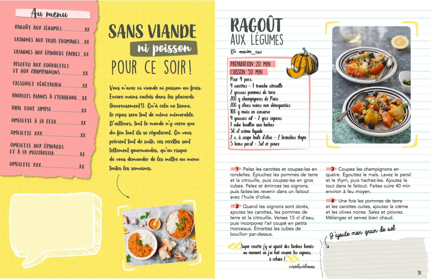 Marmiton Cahier gourmand Un plat un repas cahier recettes