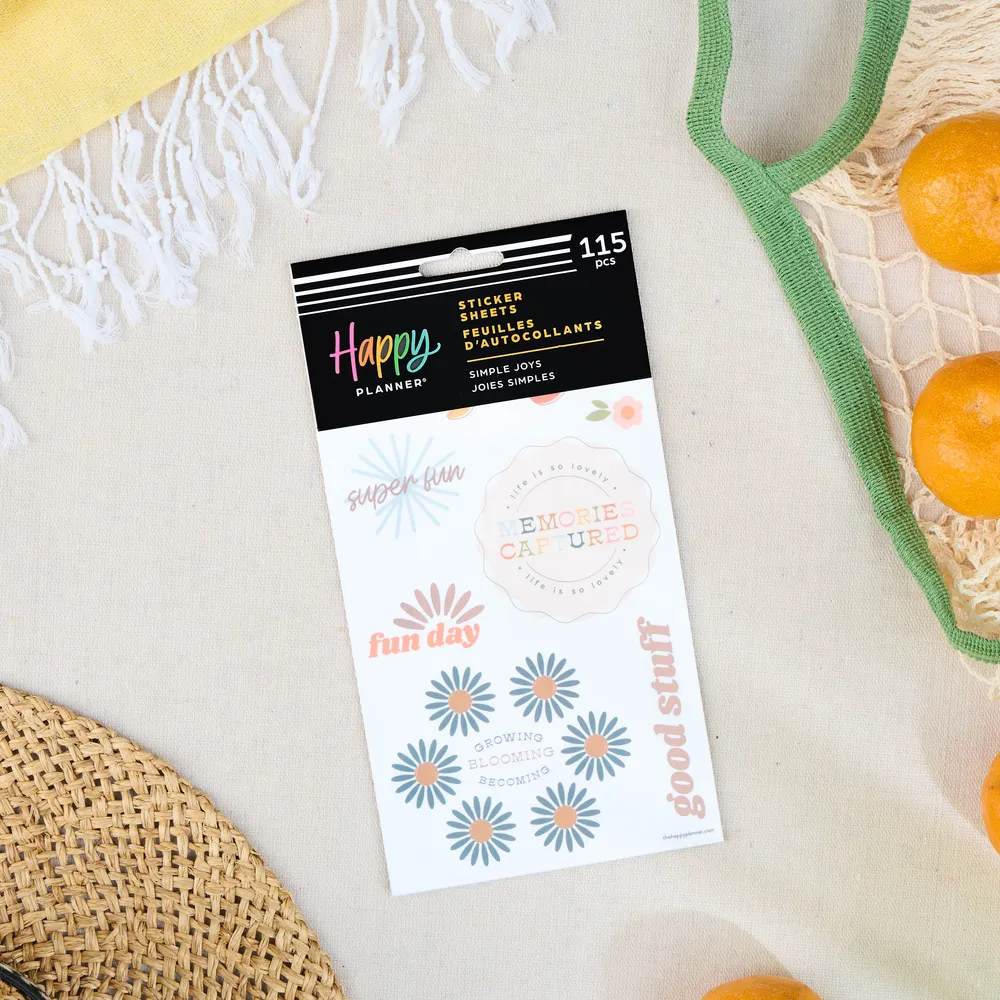 Happy Planner Simple Joys stickers agenda 5 planches doré