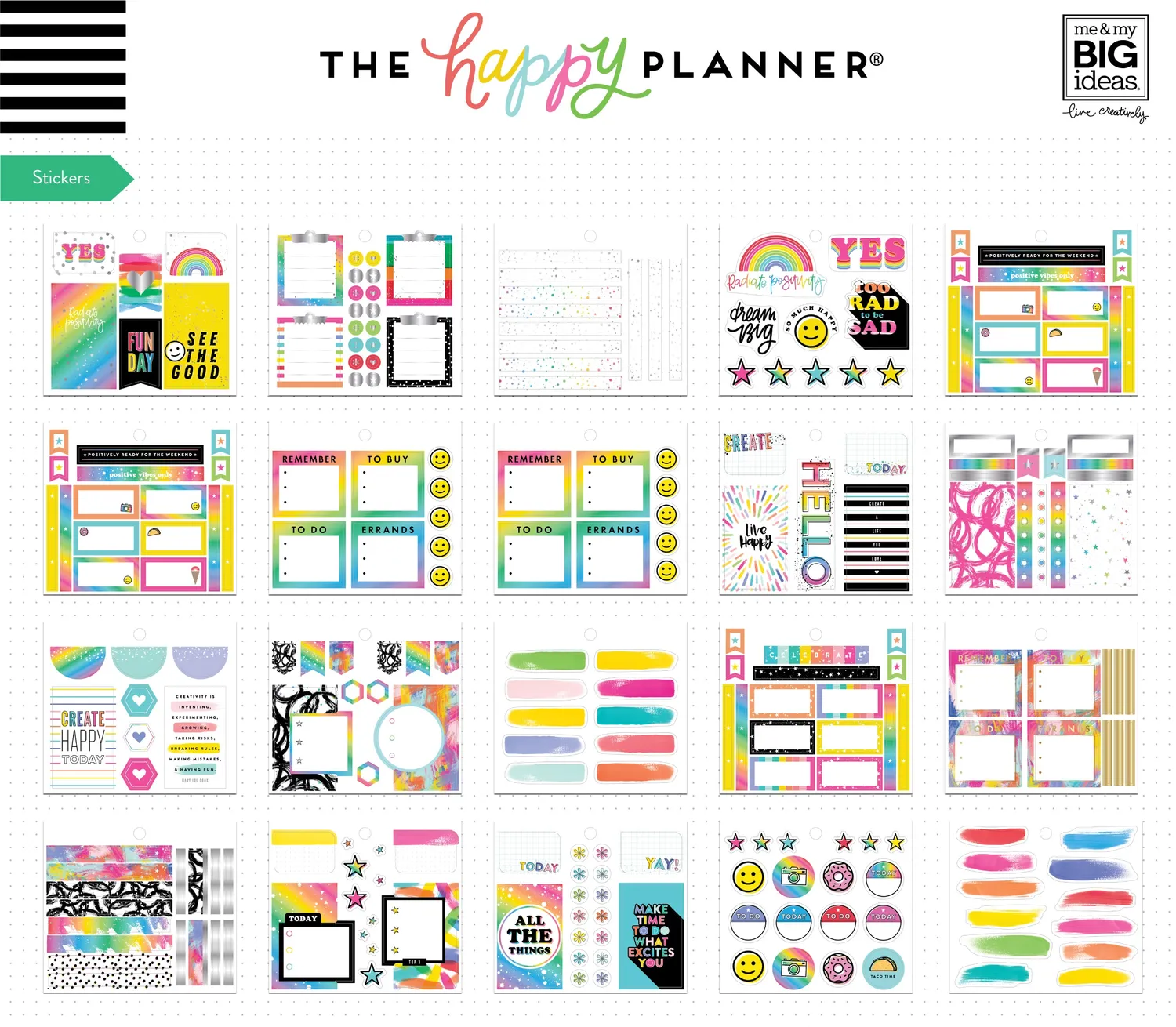 Happy Planner Radiate Positivity accessoires stickers notes