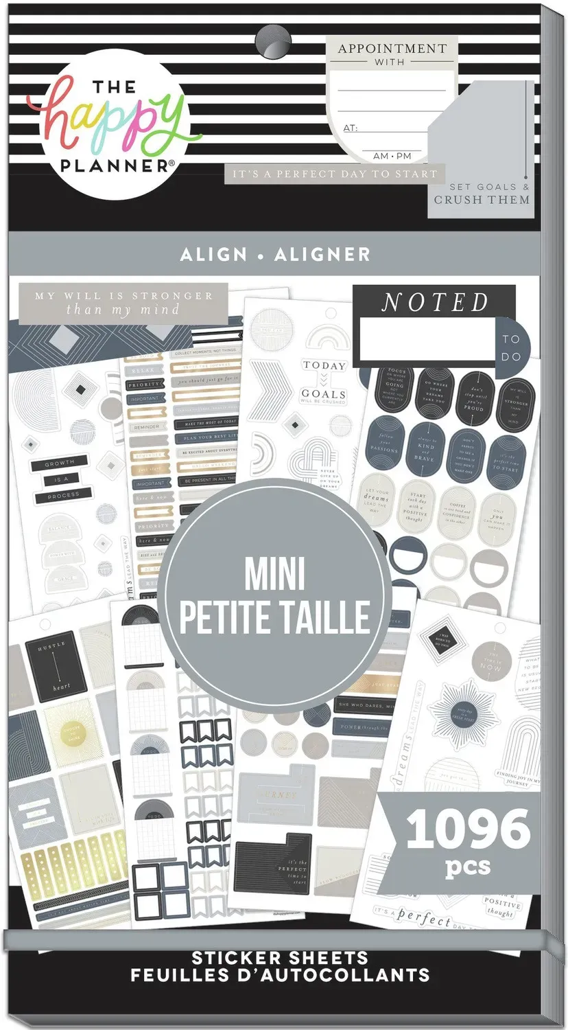 Happy Planner Align stickers Mini 30 planches 1096 pièces