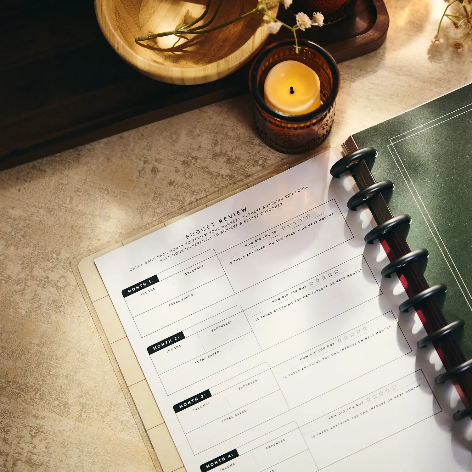 Happy Planner Amber Oak journal budget guidé 80 feuilles