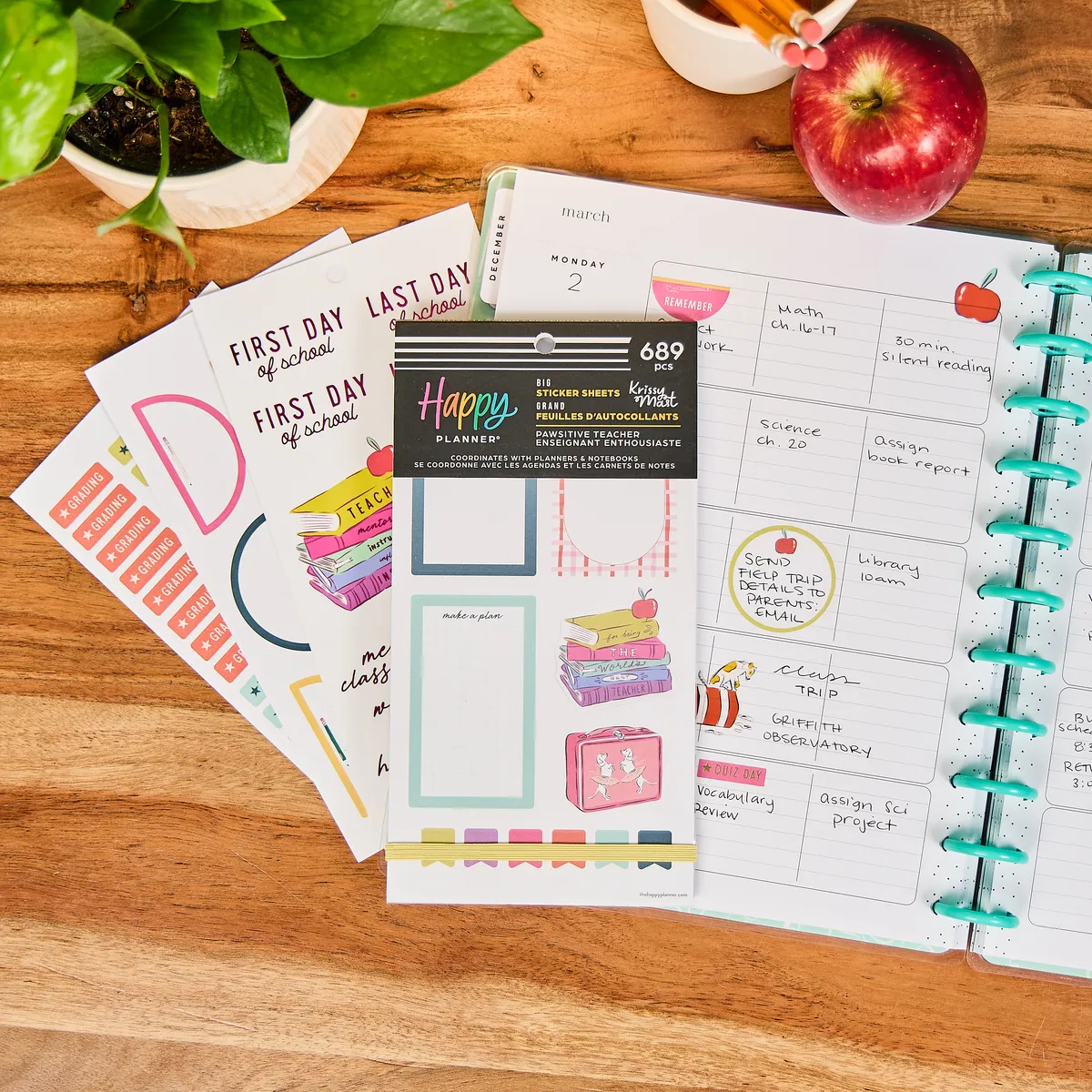 Happy Planner Pawsitive Teacher stickers big value pack 689 école