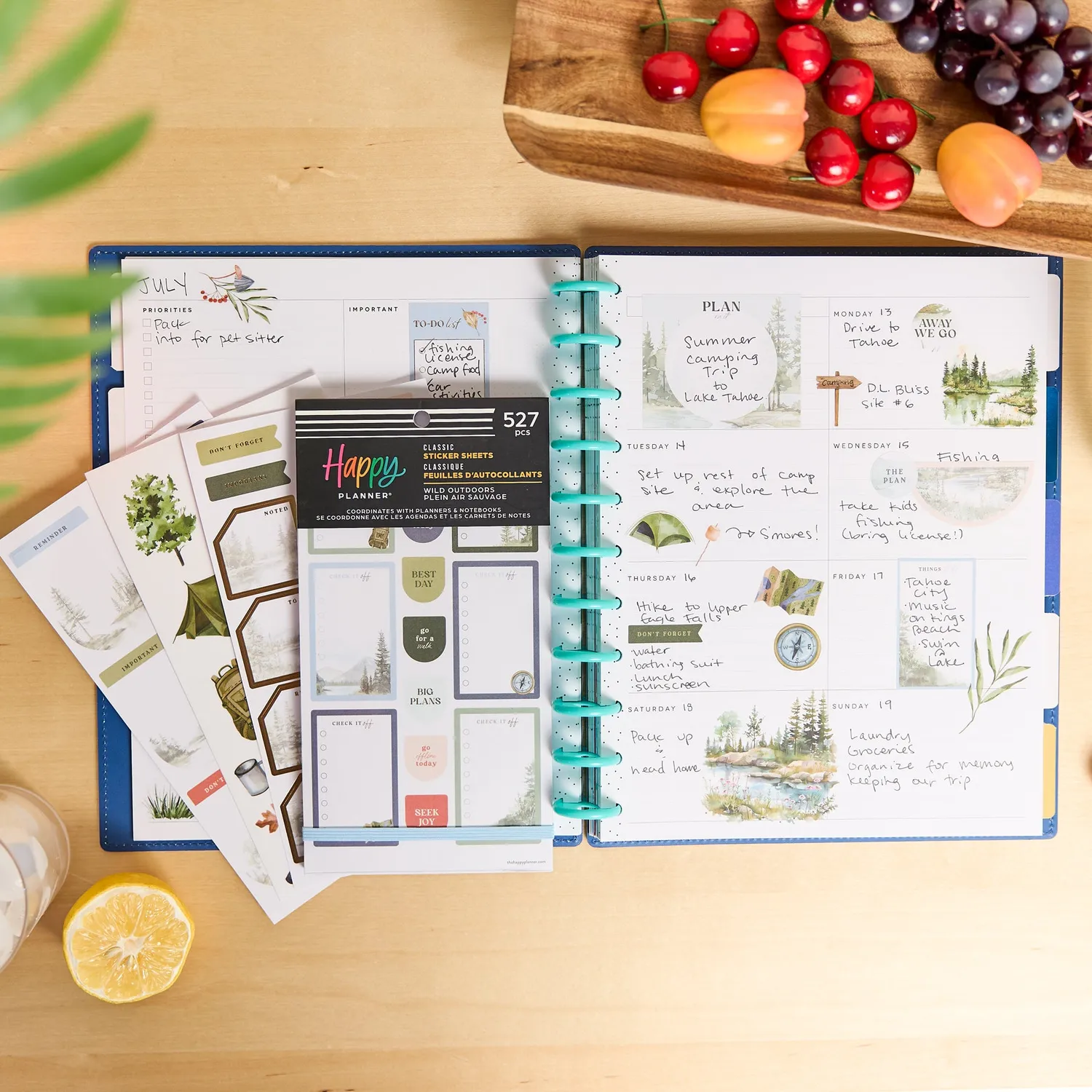 Happy Planner Wild Outdoors stickers agenda 30 planches nature
