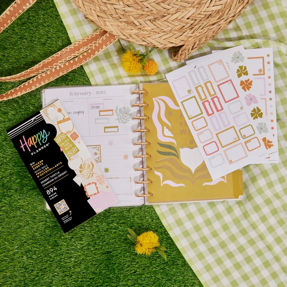Happy Planner Desert Thistle stickers mini 894 floraux doré