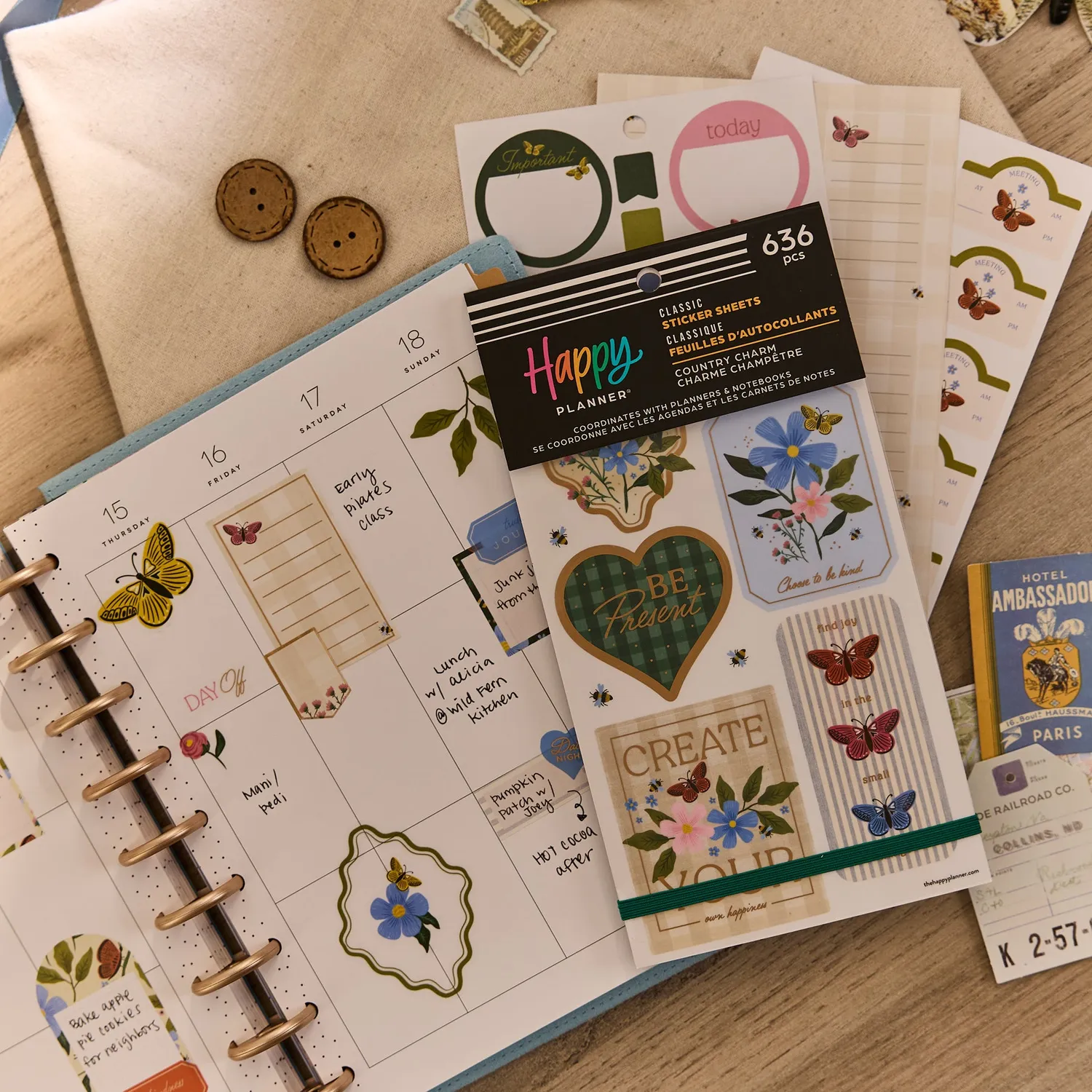 Happy Planner Country Charm Value Pack stickers 30 feuilles fleurs