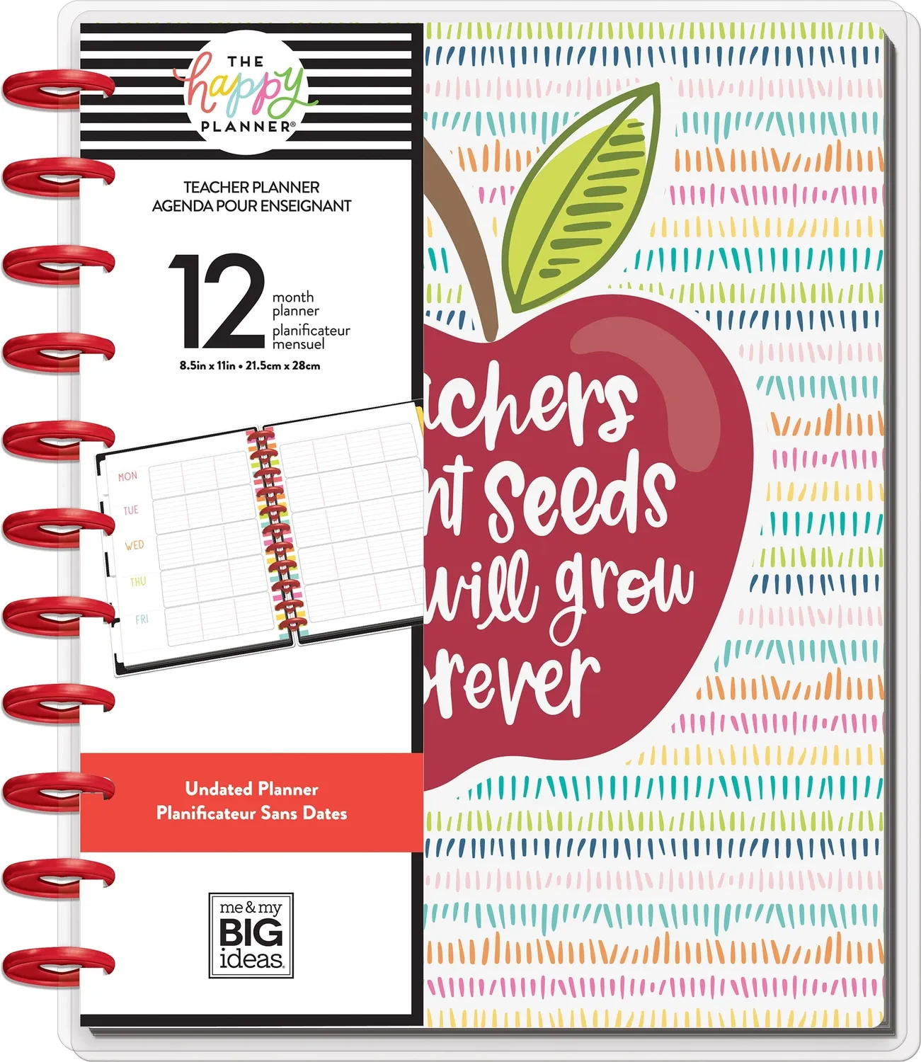 Happy Planner Teacher's Plant Seeds agenda Big non daté 12 mois