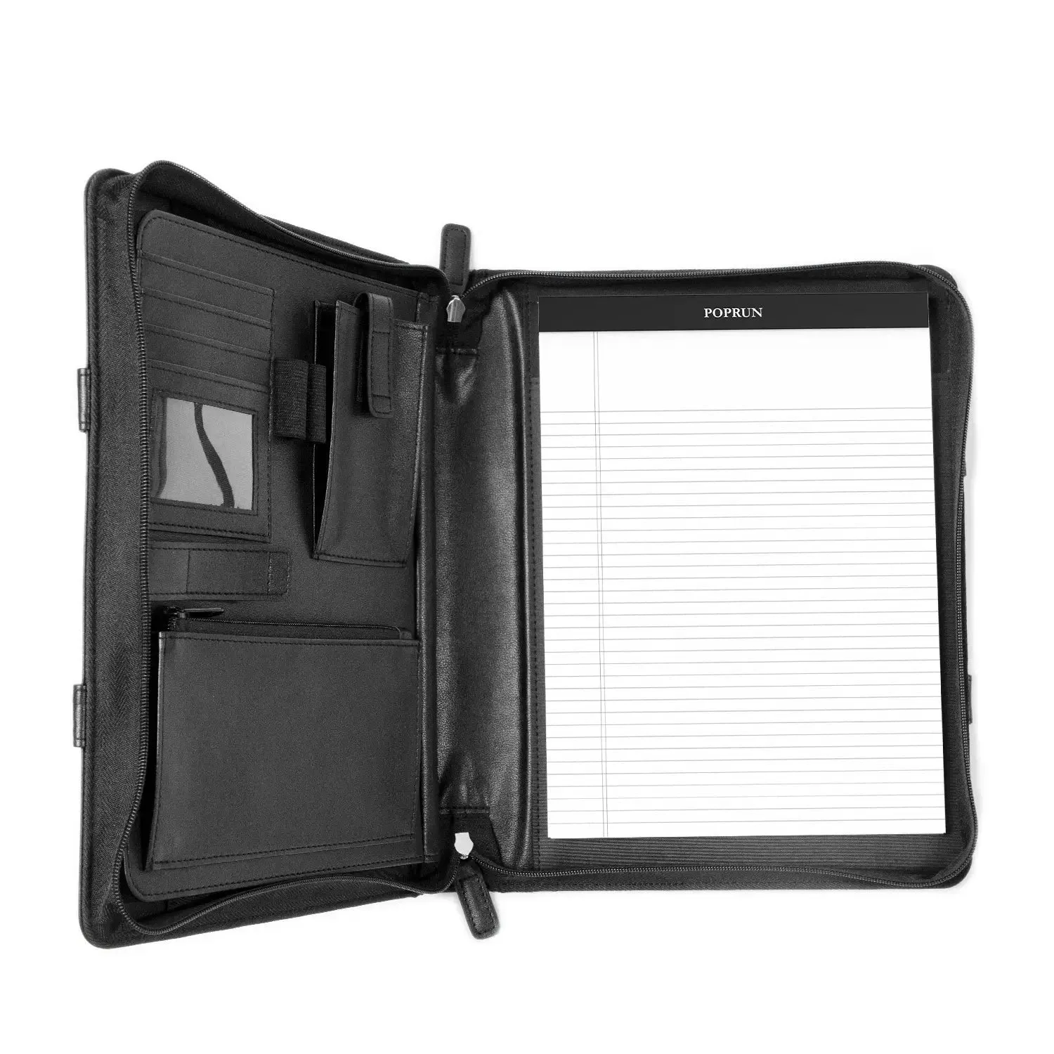 Poprun PF1113PU-BK porte-documents cuir zip noir 50 feuilles