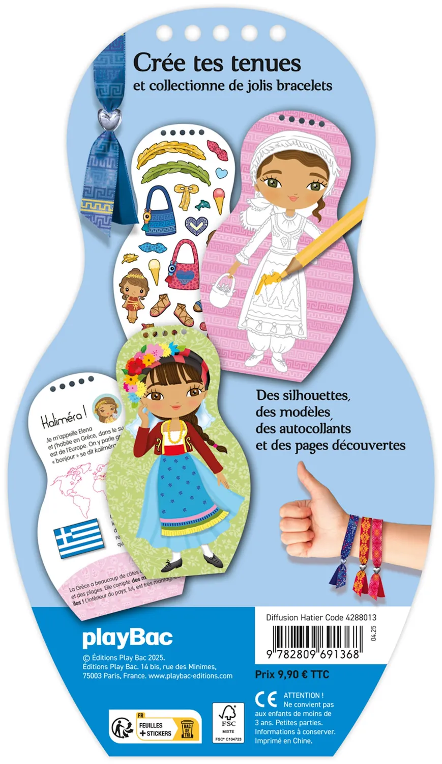 Minimiki Elena en Grèce carnet créatif stickers bracelet