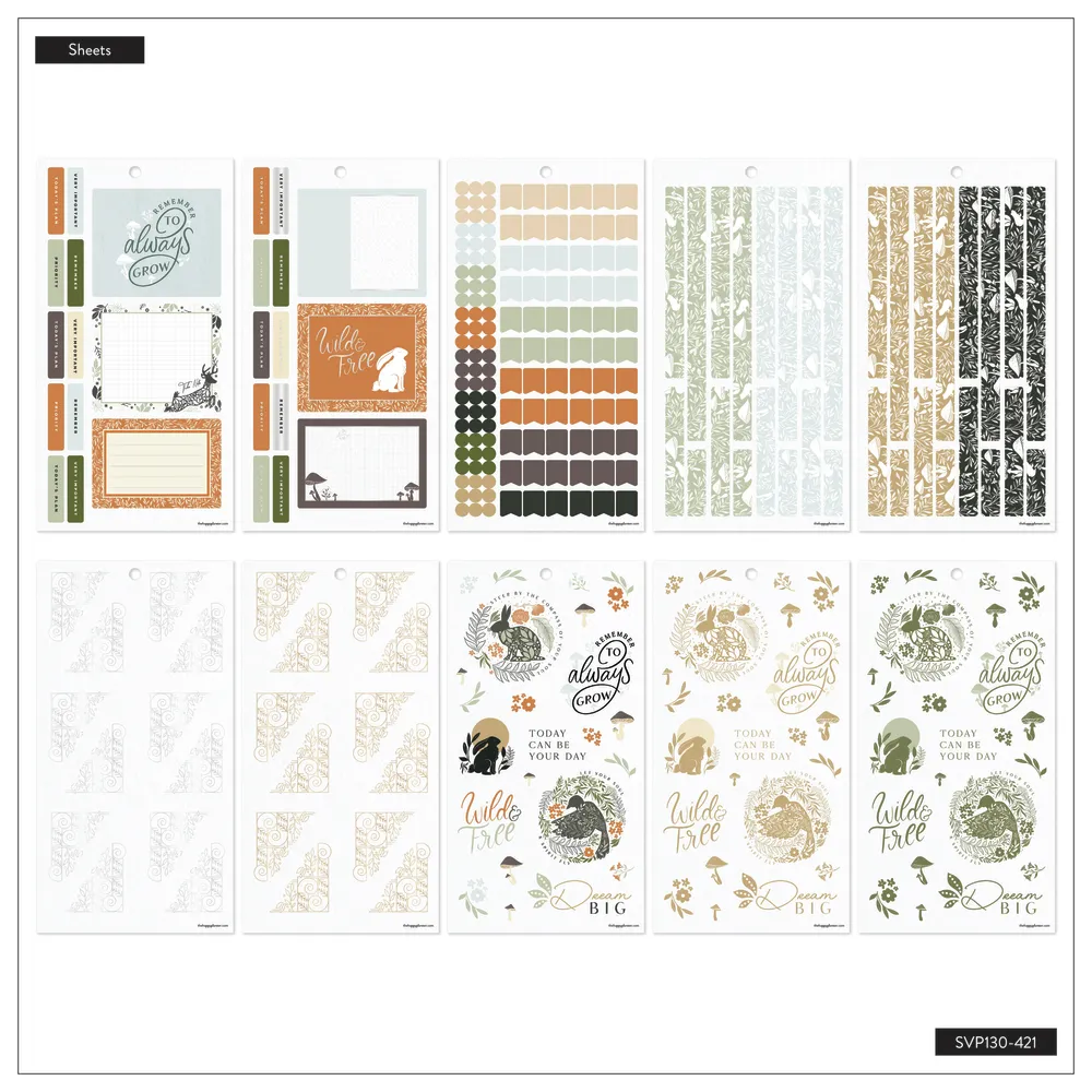 Happy Planner Wild Woods stickers 30 feuilles 719 pièces