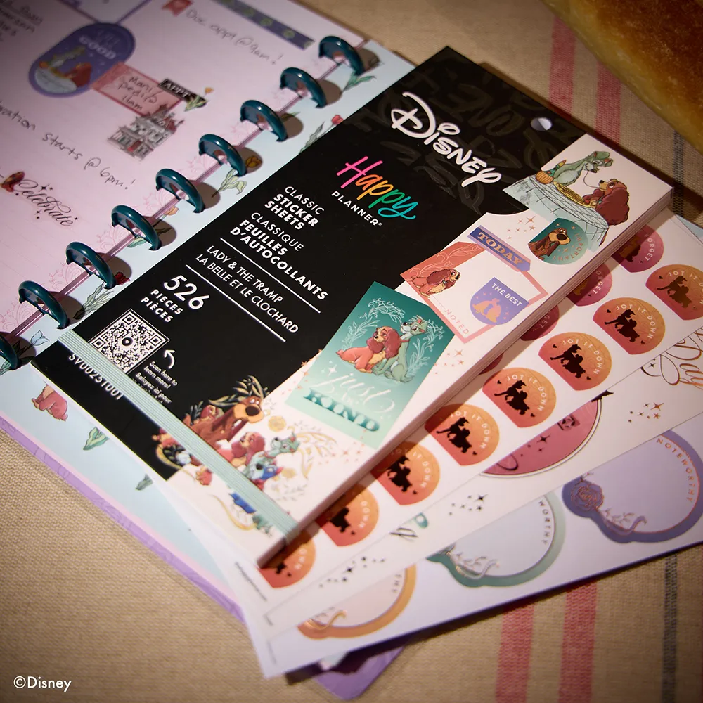 Happy Planner La Belle et Clochard stickers 526 autocollants