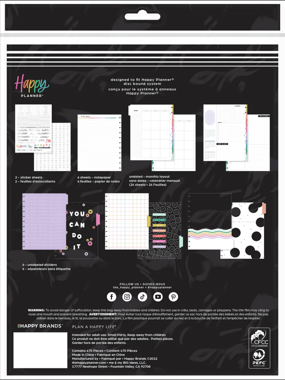 Happy Planner Happy Brights extension Big 6 mois 470 pièces
