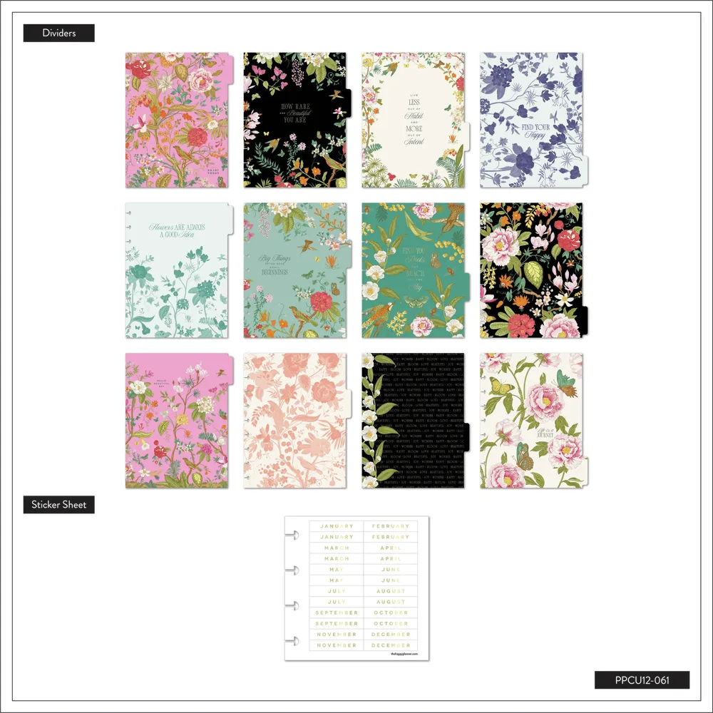 Happy Planner Feathers Flowers agenda vertical non daté