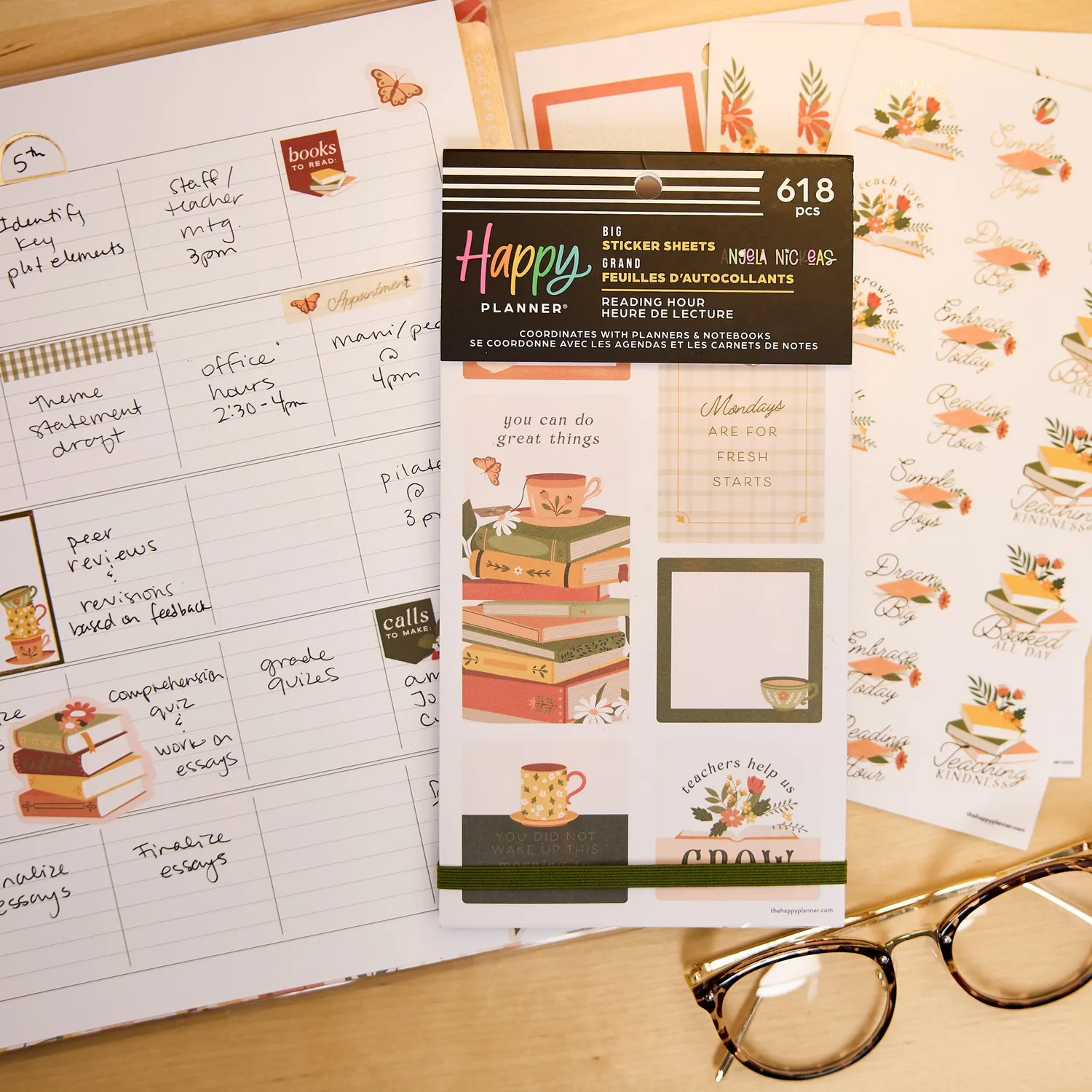 Happy Planner Reading Hour Teacher stickers Big