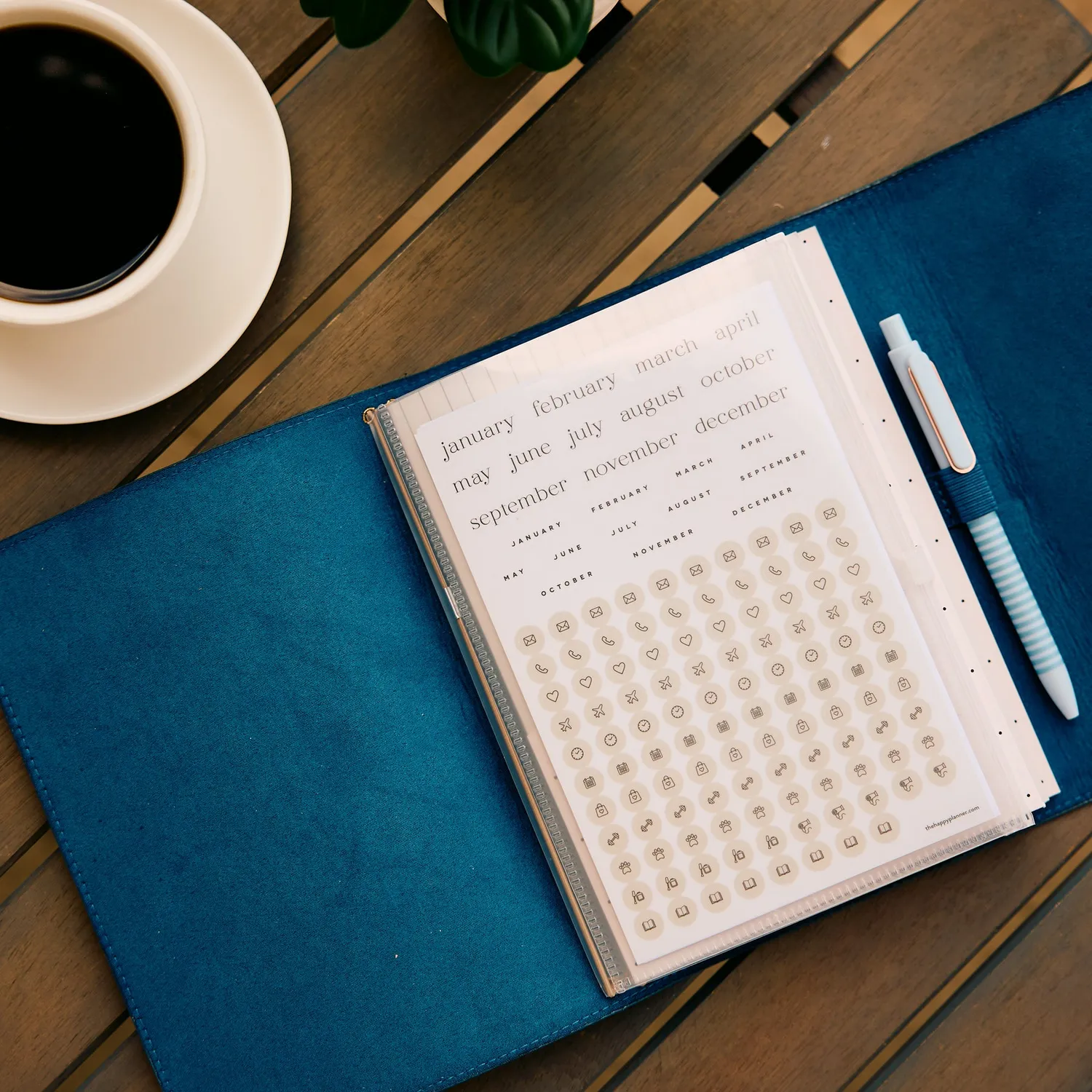Happy Planner Deep Ocean folio A5 cuir vegan bleu océan