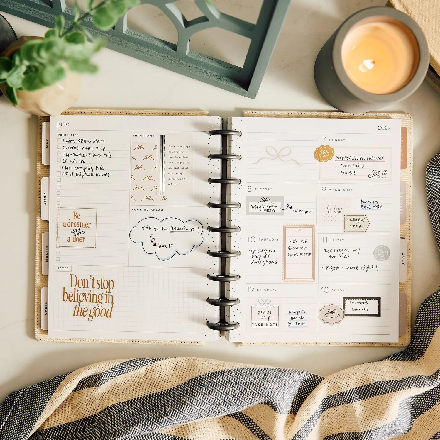 Happy Planner Haven & Heart 2027 agenda Classic à disques 12 mois