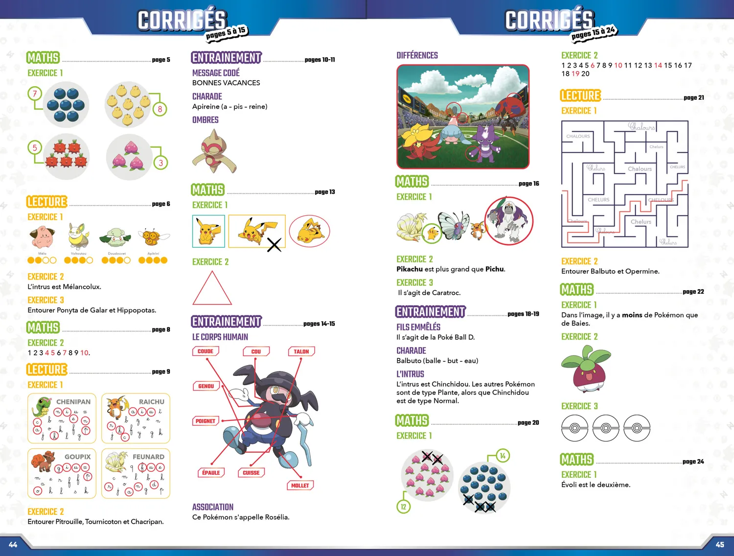 Les Incollables Pokémon Grande Section CP cahier vacances