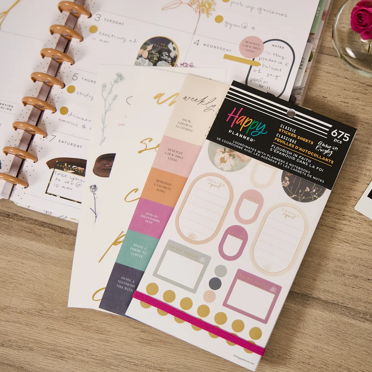 Happy Planner Flourish in Faith stickers foi 30 feuilles 675 pièces