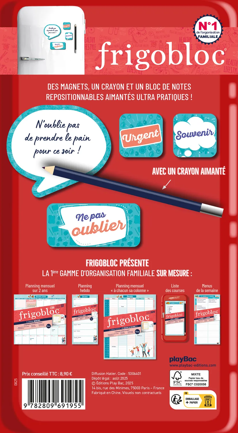 Frigobloc Pense-bêtes et crayon aimanté bloc mémo frigo