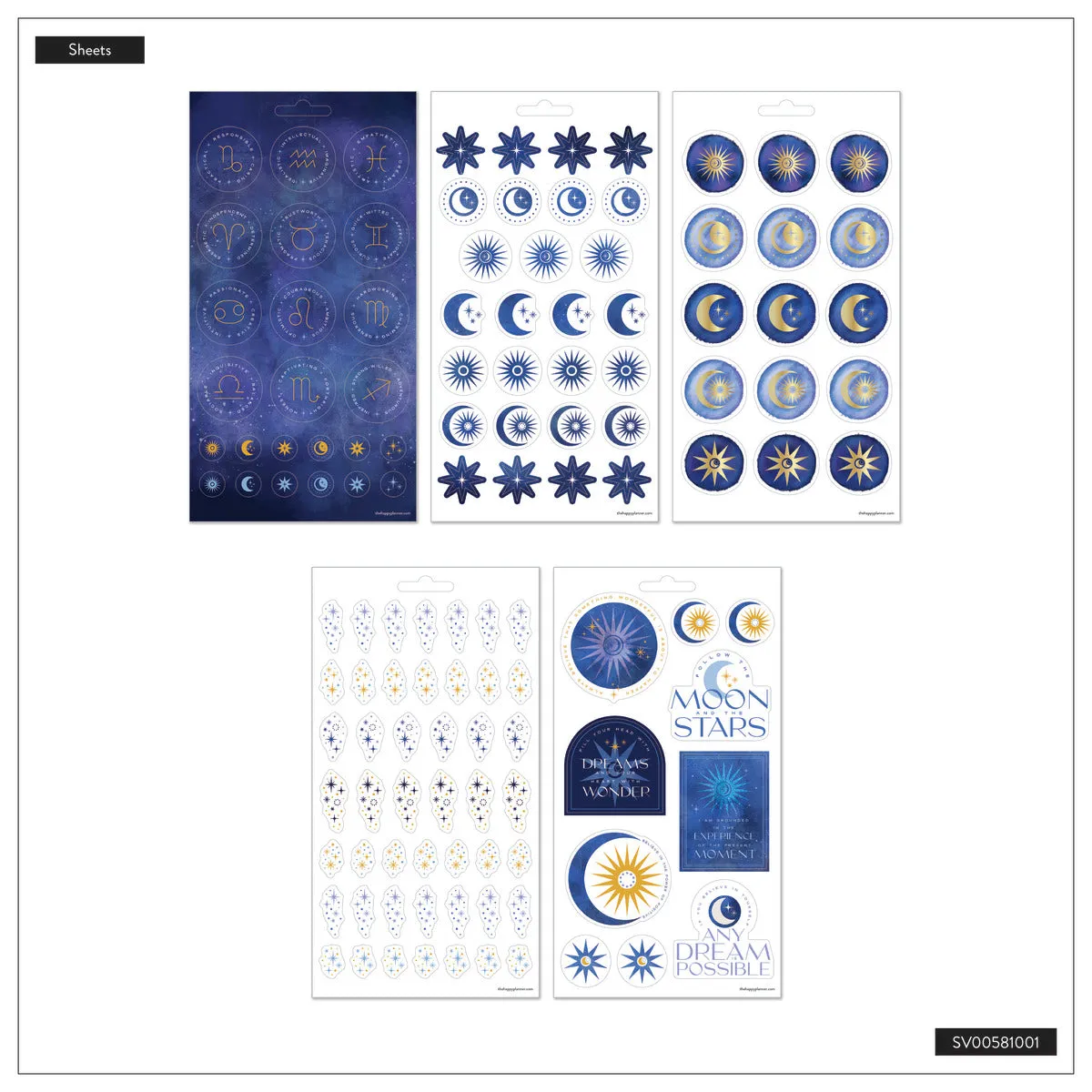 Happy Planner Star Signs stickers 10 planches 208 zodiaque