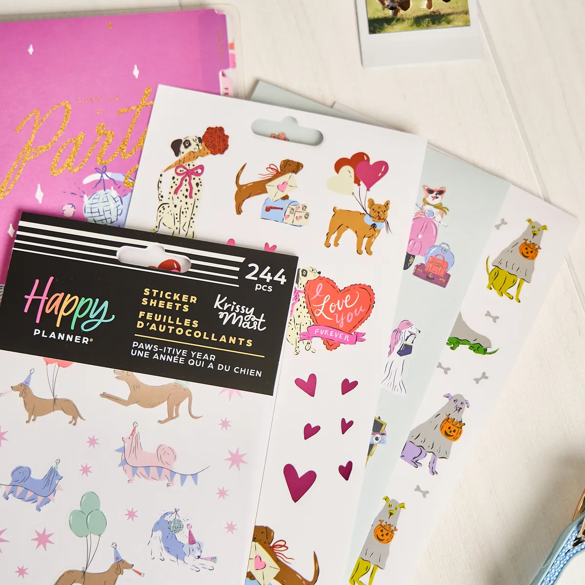 Happy Planner Pawsitive Dogs stickers 10 feuilles 244 chiens