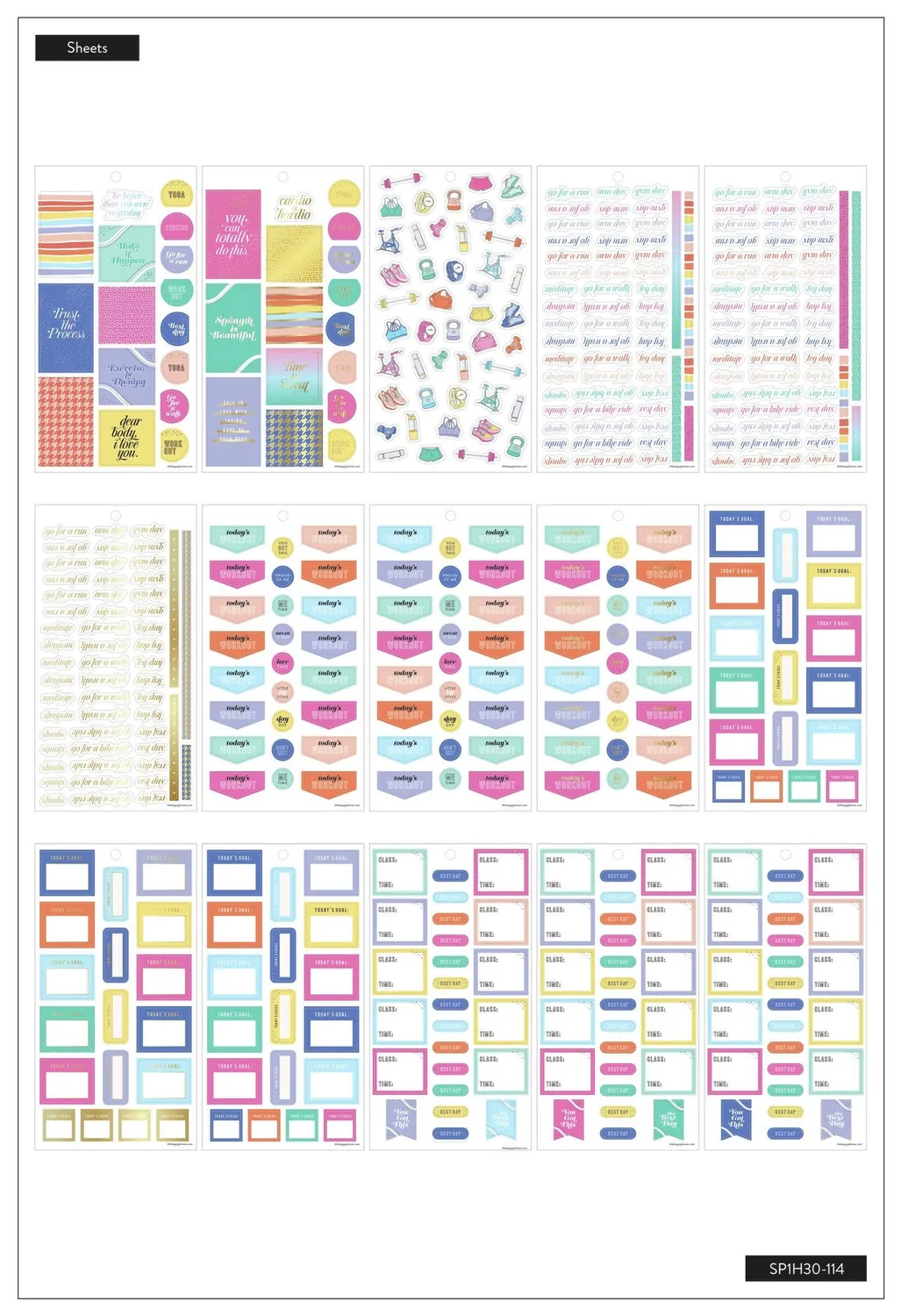 Happy Planner Work It Out Fitness stickers 984 autocollants sport