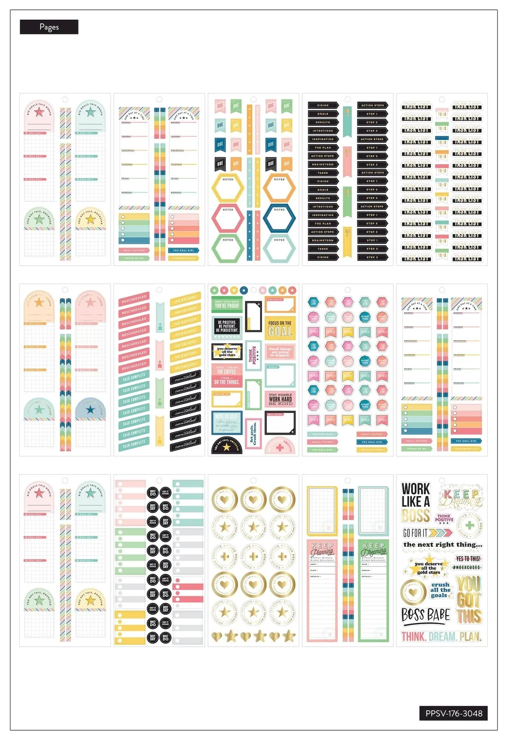 Happy Planner Goals Classic stickers 30 planches objectifs