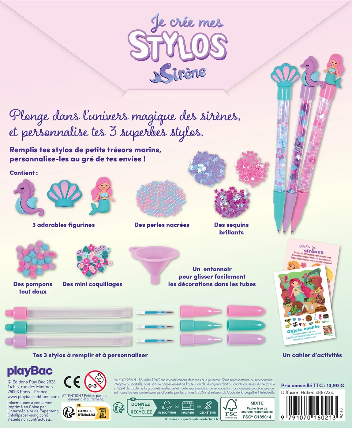 Frigobloc Je crée mes stylos Sirène kit créatif 3 stylos