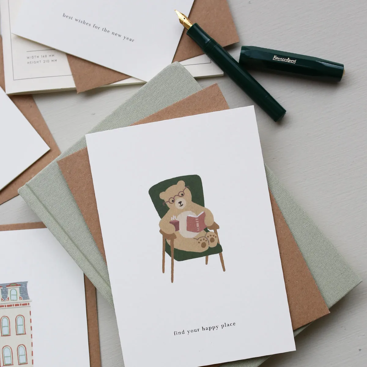 Kartotek Reading Bear carte remerciement ours