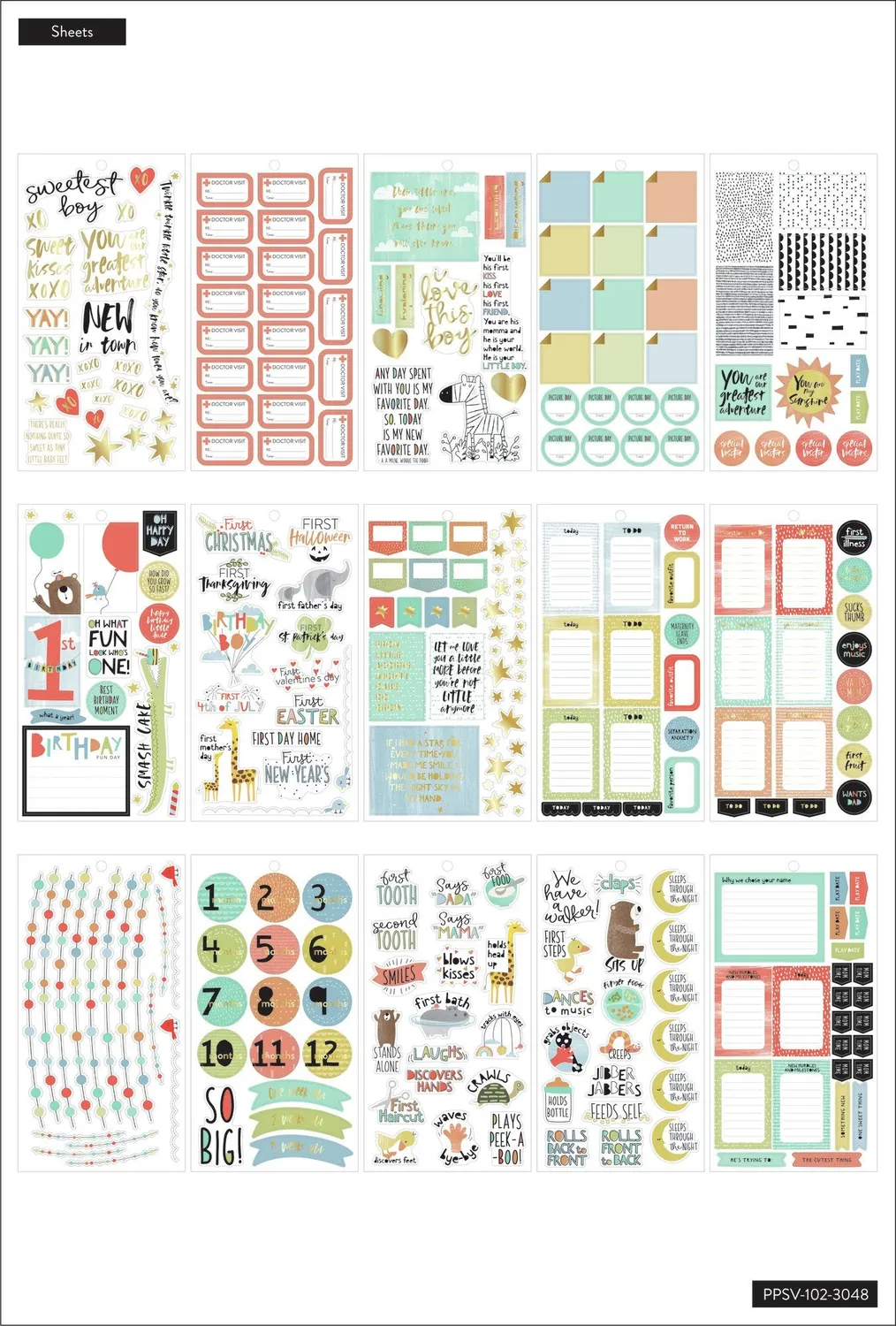 Happy Planner Value Pack Baby Boy stickers naissance garçon