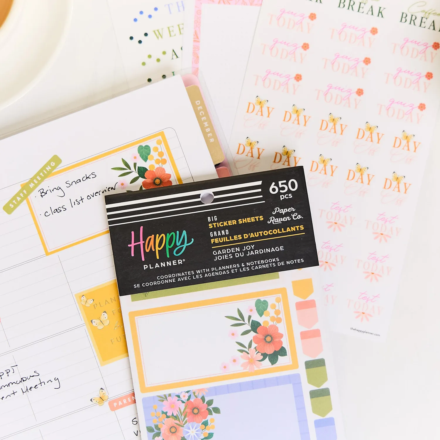 Happy Planner Garden Joy Teacher stickers Big 30 feuilles