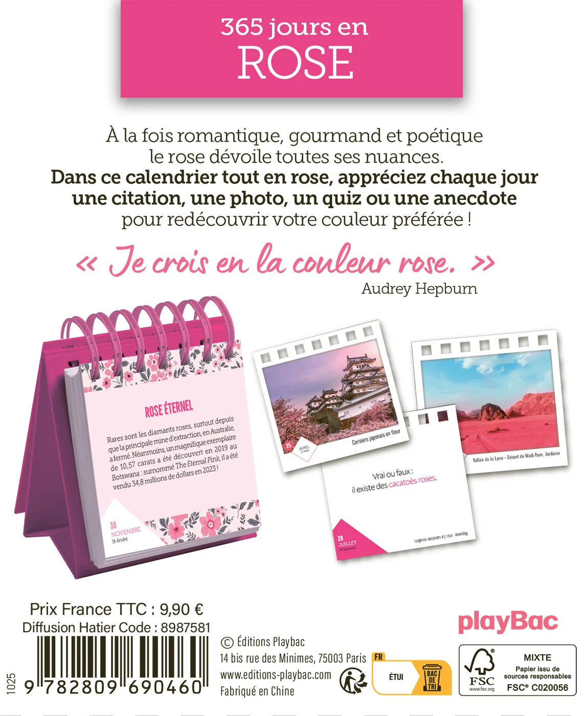 Frigobloc 365 jours calendrier rose citations